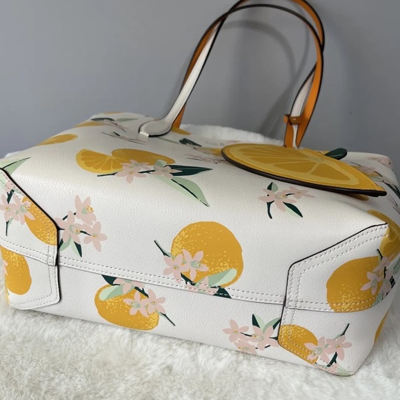 NWT Kate Spade Clementine Orange Toss Printed Small Reversible Tote White Bag - Picture 9 of 11